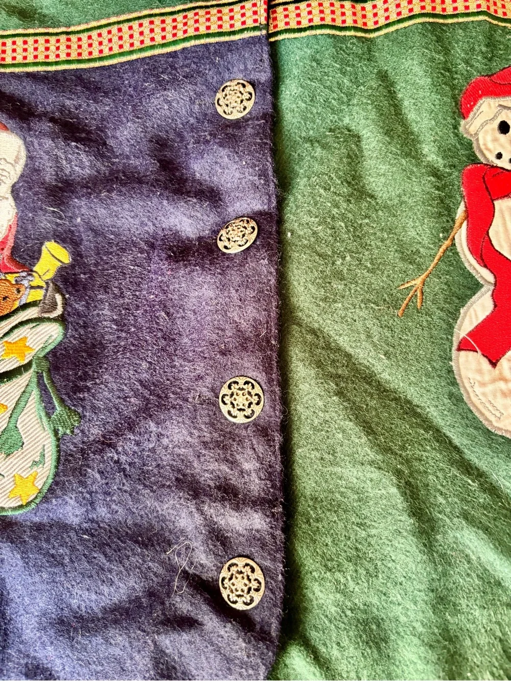 Vintage 90s Karen Scott Blue and Green Seasonal Christmas Vest, Granny Core